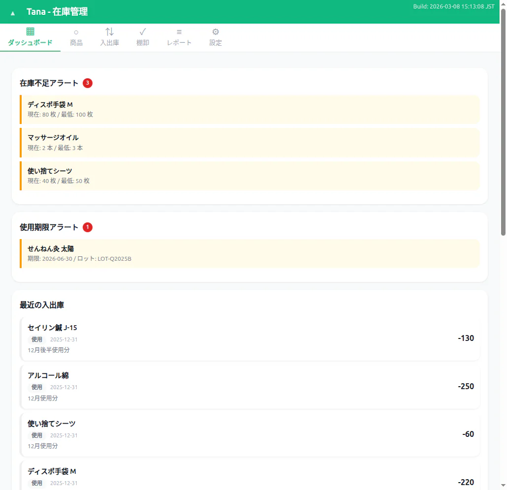 Tana ダッシュボード画面